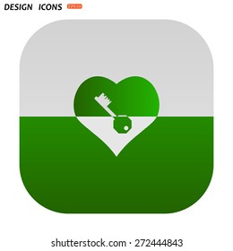 heart and key. icon. vector design