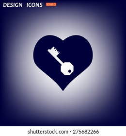 heart and key. icon. vector design