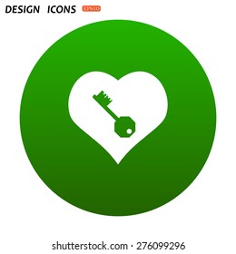 heart and key. icon. vector design