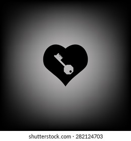 heart and key. icon. vector design