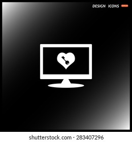 heart and key. icon. vector design