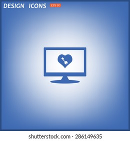 heart and key. icon. vector design