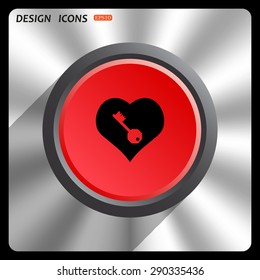 heart and key. icon. vector design
