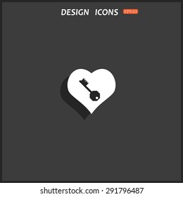 heart and key. icon. vector design