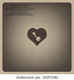 heart and key. icon. vector design