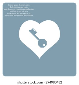 heart and key. icon. vector design
