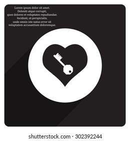 heart and key. icon. vector design
