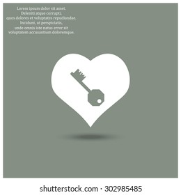 heart and key. icon. vector design