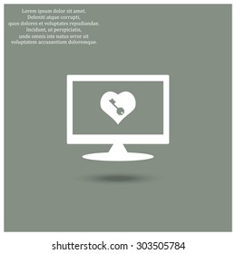 heart and key. icon. vector design
