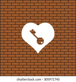 heart and key. icon. vector design