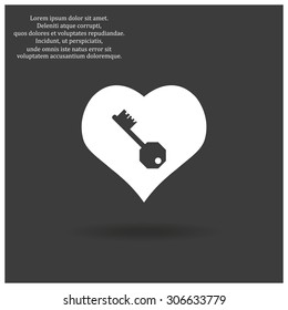 heart and key. icon. vector design