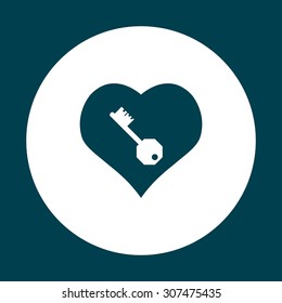 heart and key. icon. vector design