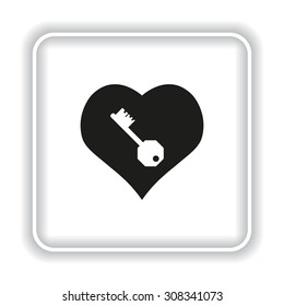 heart and key. icon. vector design