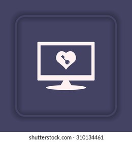 heart and key. icon. vector design