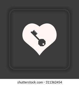 heart and key. icon. vector design