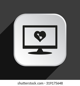 heart and key. icon. vector design