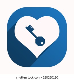 heart and key. icon. vector design