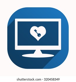 heart and key. icon. vector design