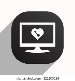 heart and key. icon. vector design