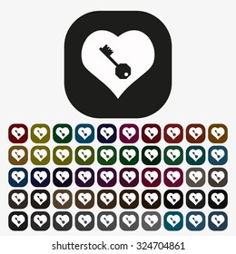 heart and key. icon. vector design