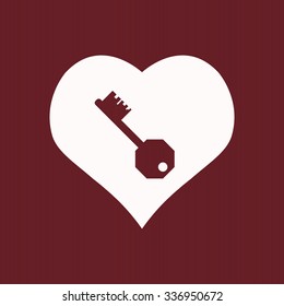 heart and key. icon. vector design