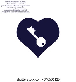 heart and key. icon. vector design