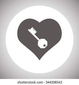 heart and key. icon. vector design