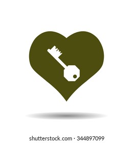 heart and key. icon. vector design