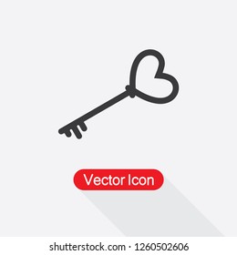 Heart Key Icon Vector Illustration Eps10