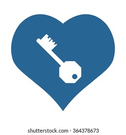 heart and key icon, vector illustration. Flat design style