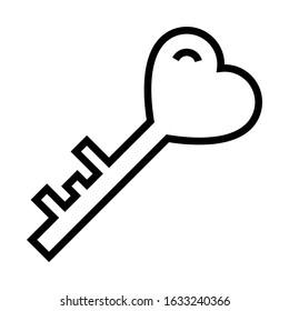 heart key line icon isolated