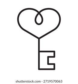 Ícone linear da tecla do coração para o Dia dos Namorados. Curso editável, símbolo do amor que desbloqueia o romance. Ideal para convites de casamento, cartões, aplicativos e gráficos de férias.
