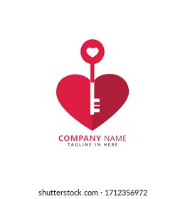 Heart and key logo symbol
