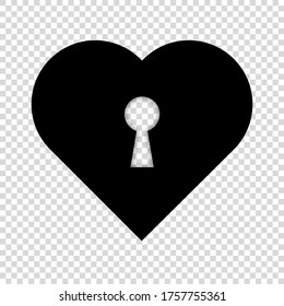heart key love open lock concept vector illustration. door keyhole icon. romantic symbol. valentine security sign. isolated shape padlock. close protection. white background. day