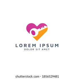 heart and key negative space logo design