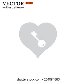 heart and key. new icon. vector design