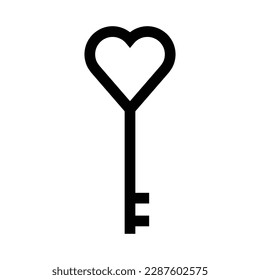 heart key, heart shaped key, vector illustration 