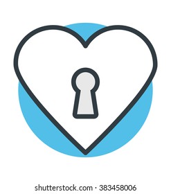 Heart Key Slot Colored Vector Icon