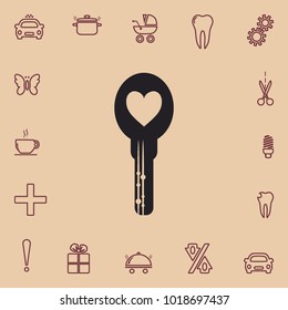 Heart key, vector icon