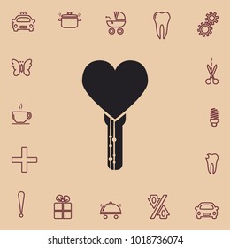 Heart key, vector icon