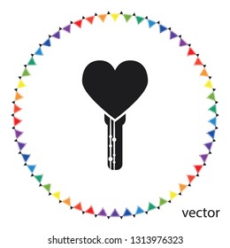 Heart key, vector icon