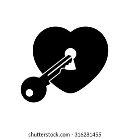 heart with key - vector icon