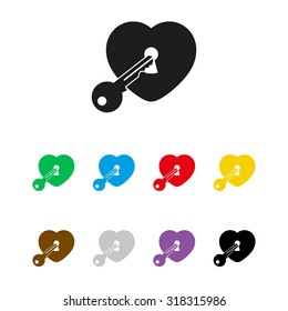 heart with key - vector icon