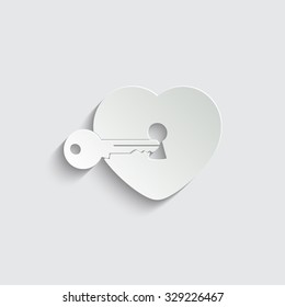 heart with key - vector icon