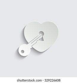 heart with key - vector icon