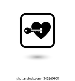 heart with key - vector icon