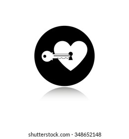 heart with key - vector icon