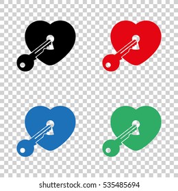 heart with  key - vector icon