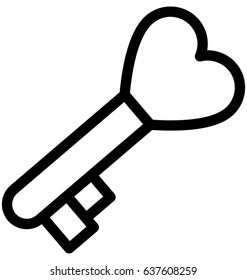 Heart Key Vector Icon