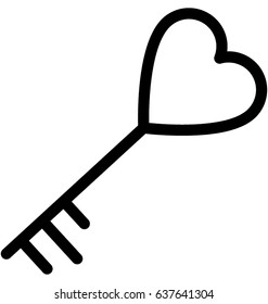 Heart Key Vector Icon